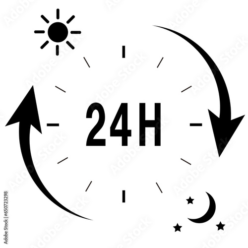 24H営業のお店を説明するイラスト