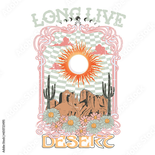 sunshine desert vector t-shirt prints, Western sublimation item, country yeeha howdy, retro western element