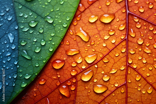 Colorful Dewy Leaves Background