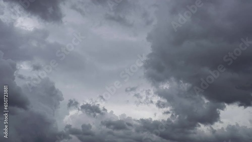 Time lapse Dark gray thunderclouds. Dramatic sky. lighting in the dark, Overcast photo