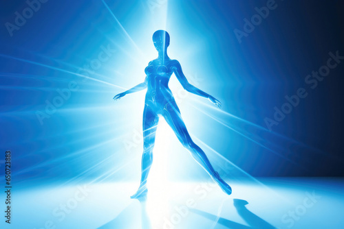 Blue Elegance: Dance Pose in Vibrant Hue © AIproduction
