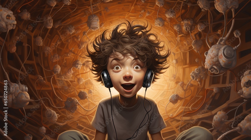 Illustrative concept depicting ADHD- Attention Deficit Hyperactivity ...