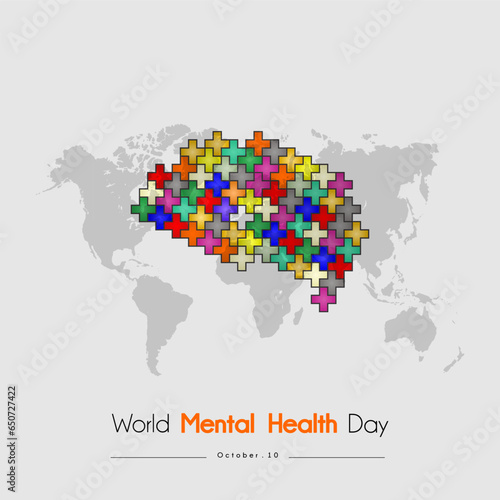 World mental health day, Raising awareness of mental health. Control and protection. Medical health care design