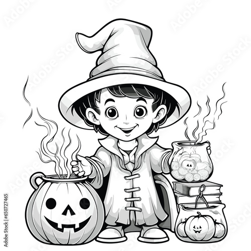 halloween witch with pumpkin