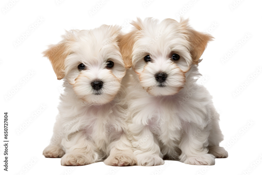 Cute small puppies on a white background studio shot PNG - obrazy, fototapety, plakaty 