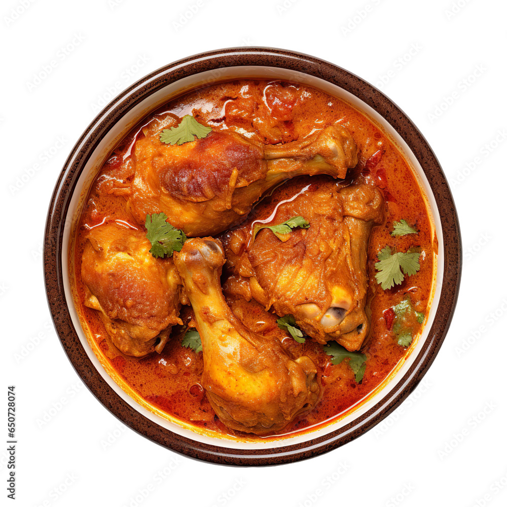 top view of indian food Chicken Curry isolated on a transparent white background top view of indian food Chicken Curry isolated on a transparent white background