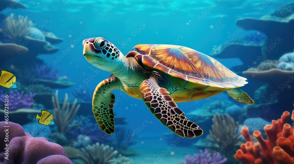 Fototapeta premium green sea turtle swimming