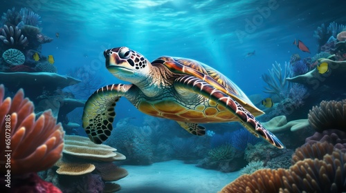 turtle swimming in an aquarium © Sania