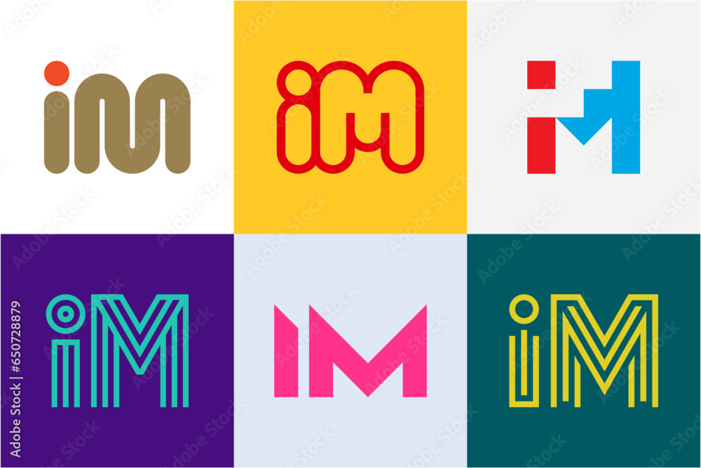 Set of letter IM logos. Abstract logos collection with letters. Geometrical abstract logos Set of letter IM logos. Abstract logos collection with letters. Geometrical abstract logos