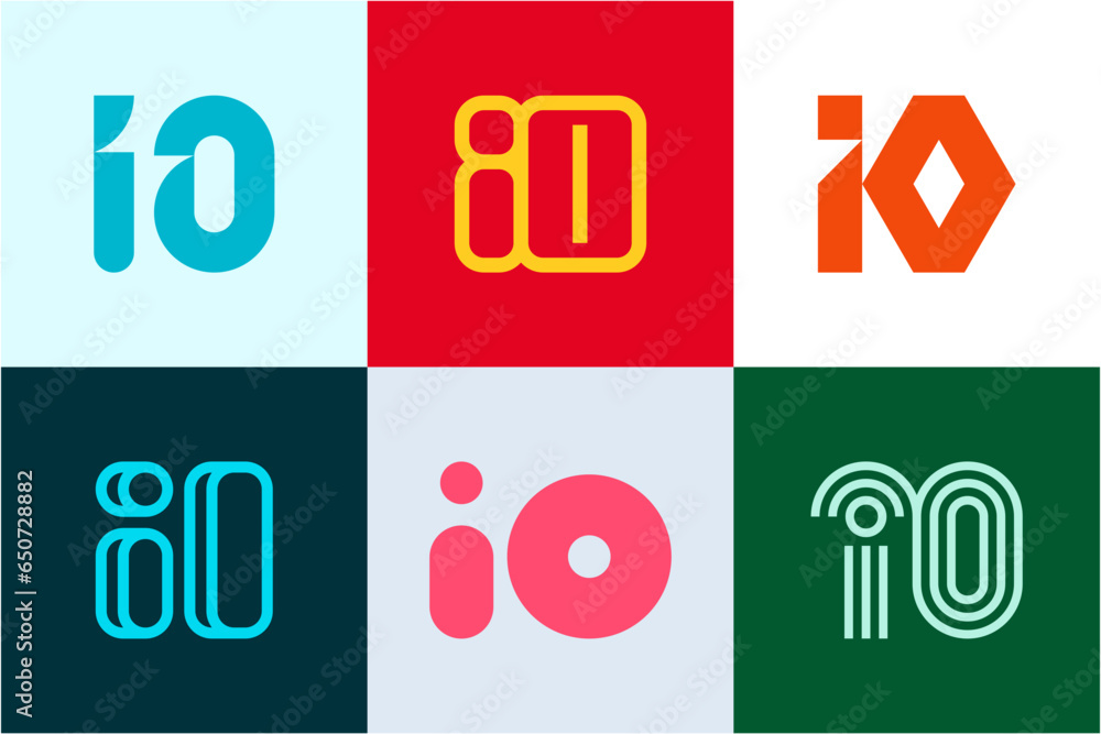 Set of letter IO logos. Abstract logos collection with letters. Geometrical abstract logos Set of letter IO logos. Abstract logos collection with letters. Geometrical abstract logos