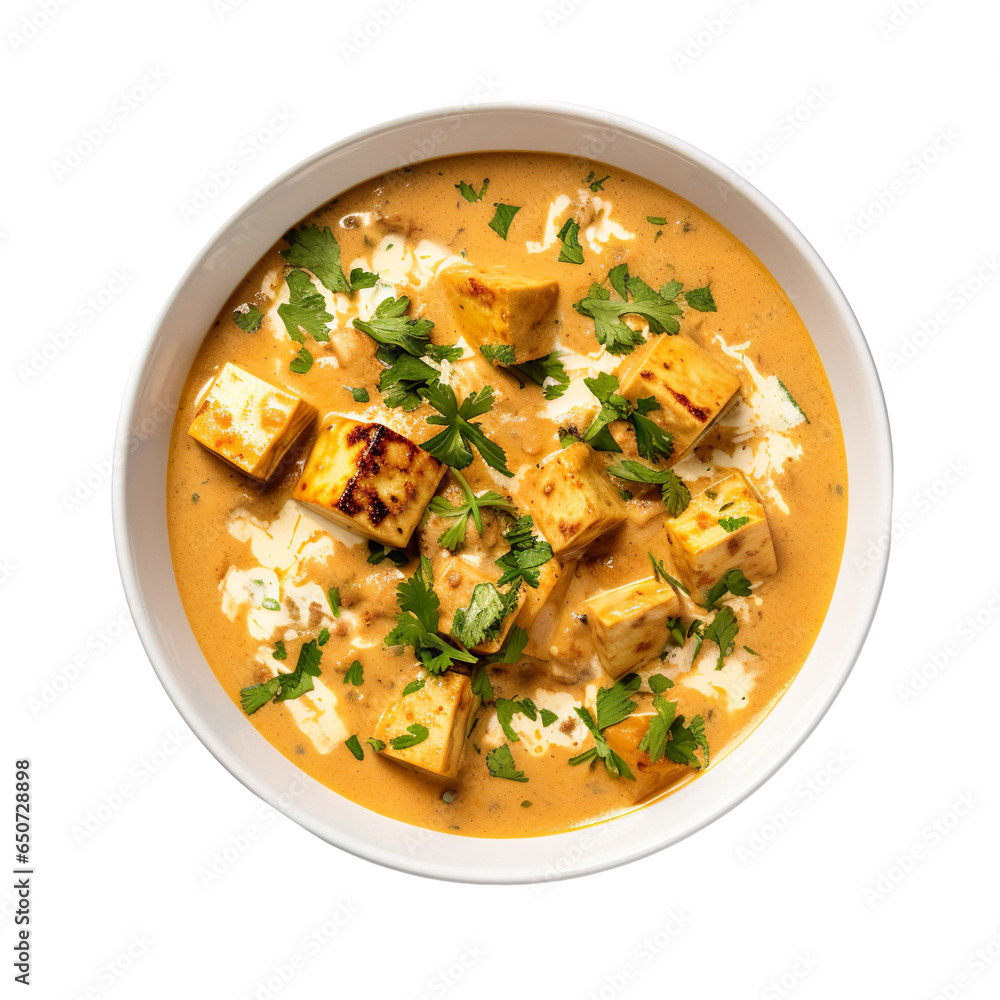 top view of indian food Shahi Paneer isolated on a transparent white background top view of indian food Shahi Paneer isolated on a transparent white background