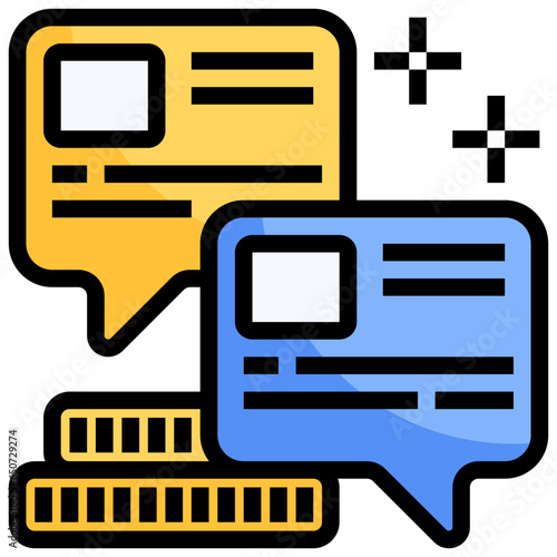 Business dialog flat icon,linear,outline,graphic,illustration