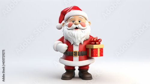 santa claus with gift box 3d style