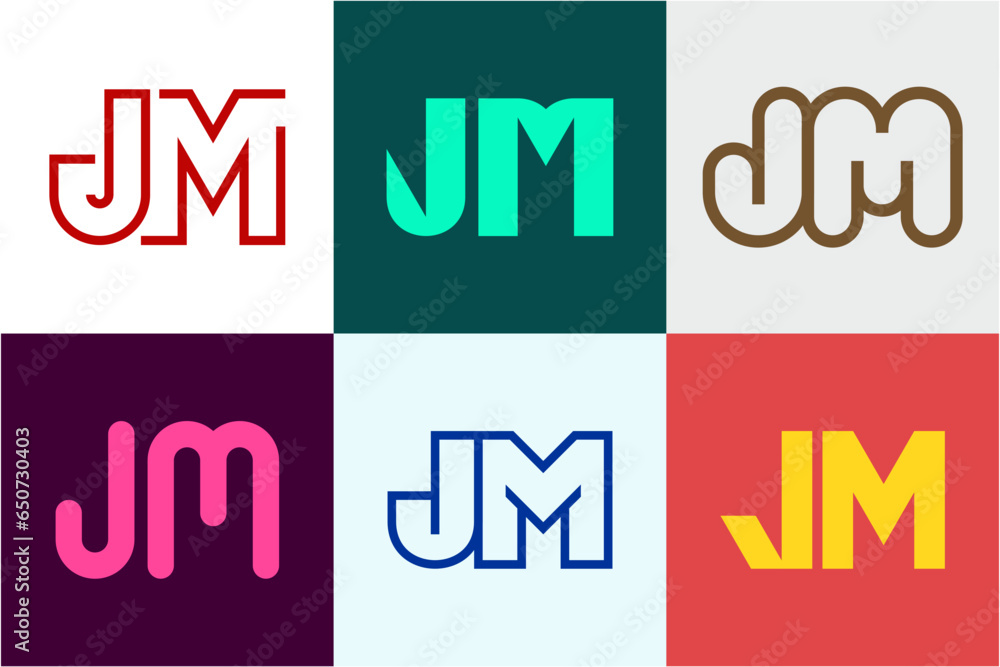 Set of letter JM logos. Abstract logos collection with letters ...