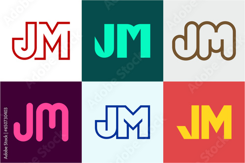 Set of letter JM logos. Abstract logos collection with letters. Geometrical abstract logos
