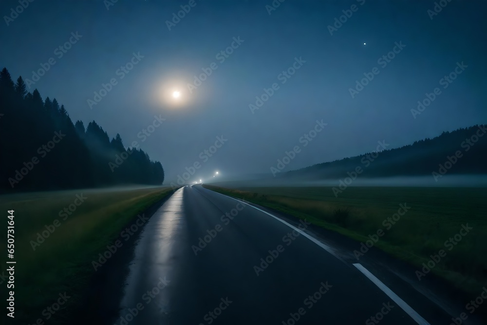 moon night in the highway