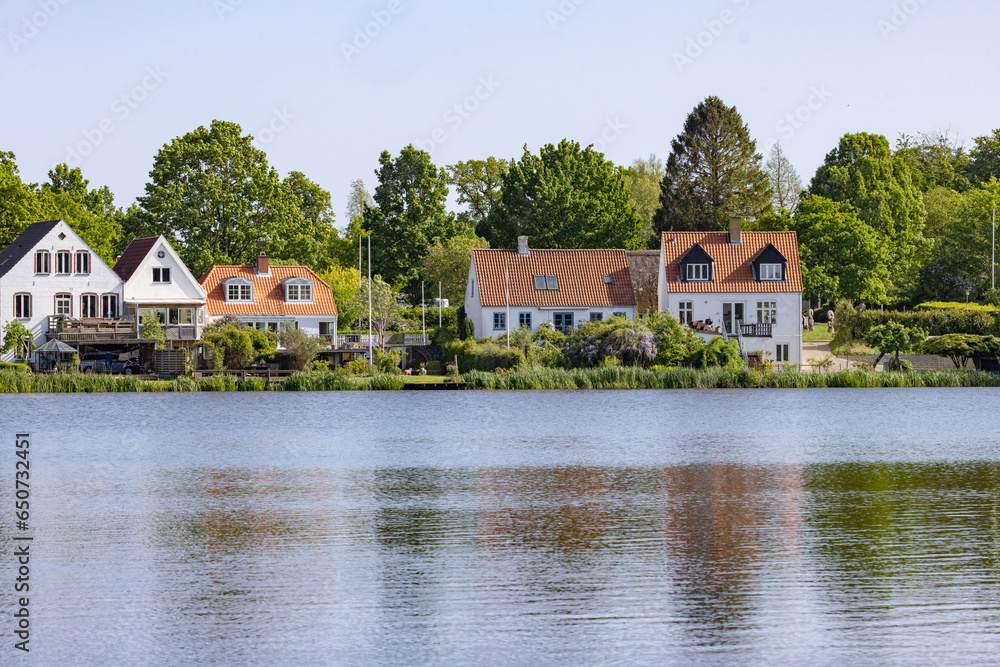 Hiking around Gråsten castle lake - Gråsten in the Jutland region of southern Denmark. It is best known for being the summer residence of the Danish Royal Family. Denmark