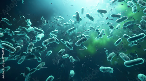 Legionella pneumophilia bacteria in water. Causing Legionnaires' disease, generative AI photo