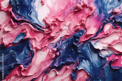 Abstract Colorful Liquid Texture. Liquid Symphony: Light Blue, Pink and White Abstract Art, Pink Liquid Abstraction photo