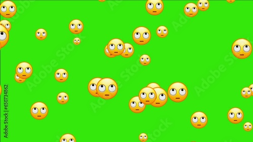Wallpaper Mural Flushed emoji. Embarrassed emoticon with big eyes. Yellow face emoji. Animated falling emojis. Social media icons symbol animation with green screen background. Torontodigital.ca