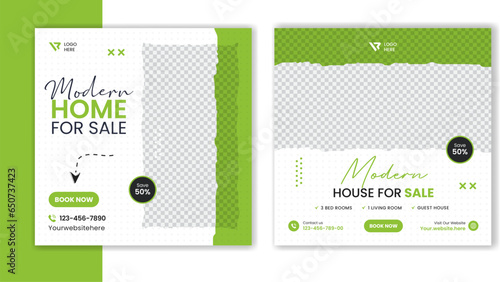 Modern Real estate social media post  residential house template  square home banner design