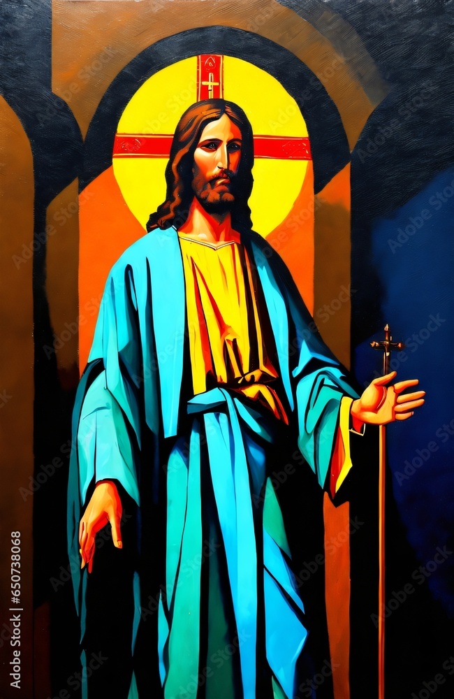 Naklejka premium Illustration of Jesus Christ made with Generative AI