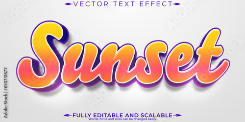 Sunset text effect, editable modern and poster text style