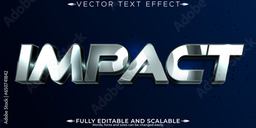 Impact text effect, editable metallic and shiny text style