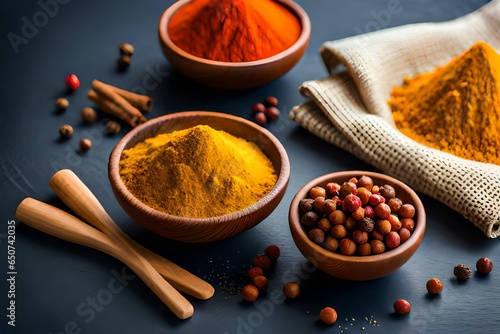 spices in a wooden spoon