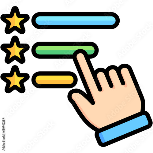 Rating icon often used in design, websites, or applications, banner, flyer to convey specific concepts related to Assessment, educational, evaluative, and analytical purposes.