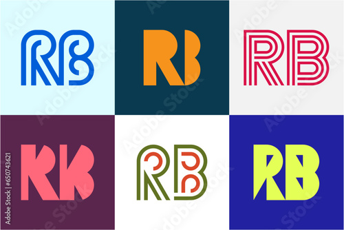 Set of letter RB logos. Abstract logos collection with letters. Geometrical abstract logos