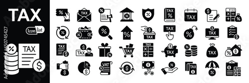  Tax icon set.  Vector illustration.
