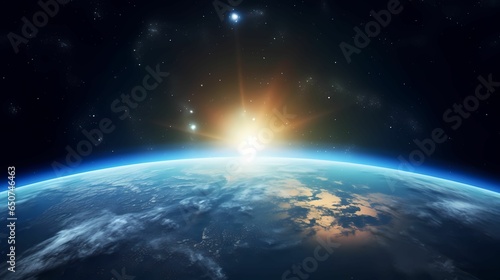 space photos of earth - photo of the earth from space with the sun and galaxy as a background © AgungRikhi