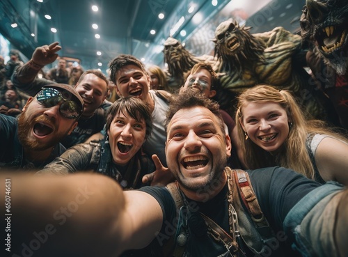 A group of people at the Comic Con festival