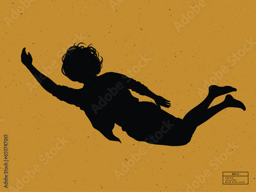 Silhouette of person under water. Swim man isolated vector outline