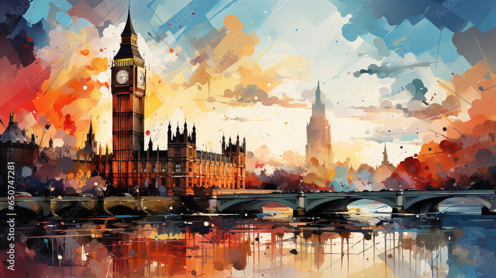Sunset Over London Skyline - obrazy, fototapety, plakaty 