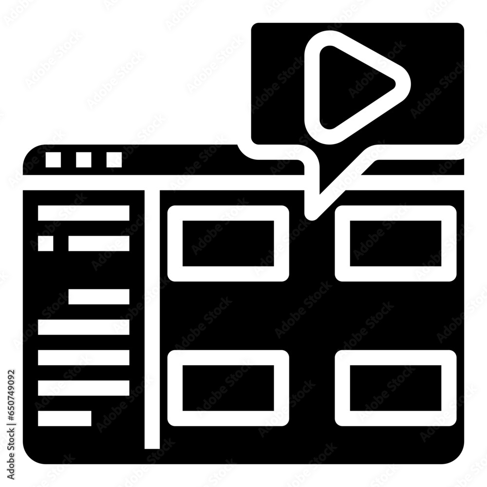 Video browser flat icon,linear,outline,graphic,illustration Video browser flat icon,linear,outline,graphic,illustration