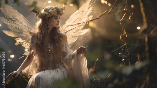 Fairy with wings in forrest