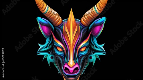 a hip colorful Oryx head design with a futuristic feel.Generative AI