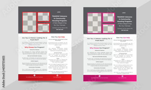 flyer template design, space for photo background, a bundle of 2 templates of different colors a4 size.