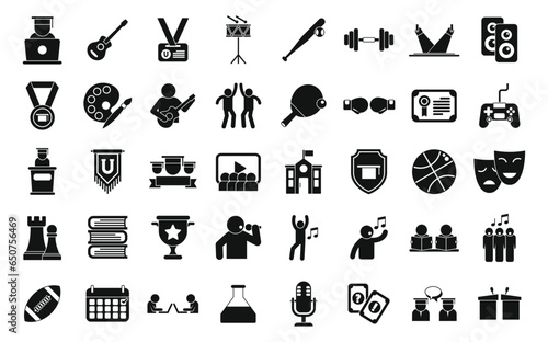 Student club icons set simple vector. Academic student. Friend university