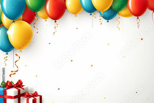 vector birthday for text on white background with gift decoration elements and balloons for birthday celebration greeting design