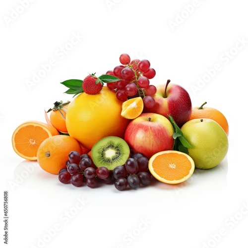 Juicy fresh fruits isolated on white background