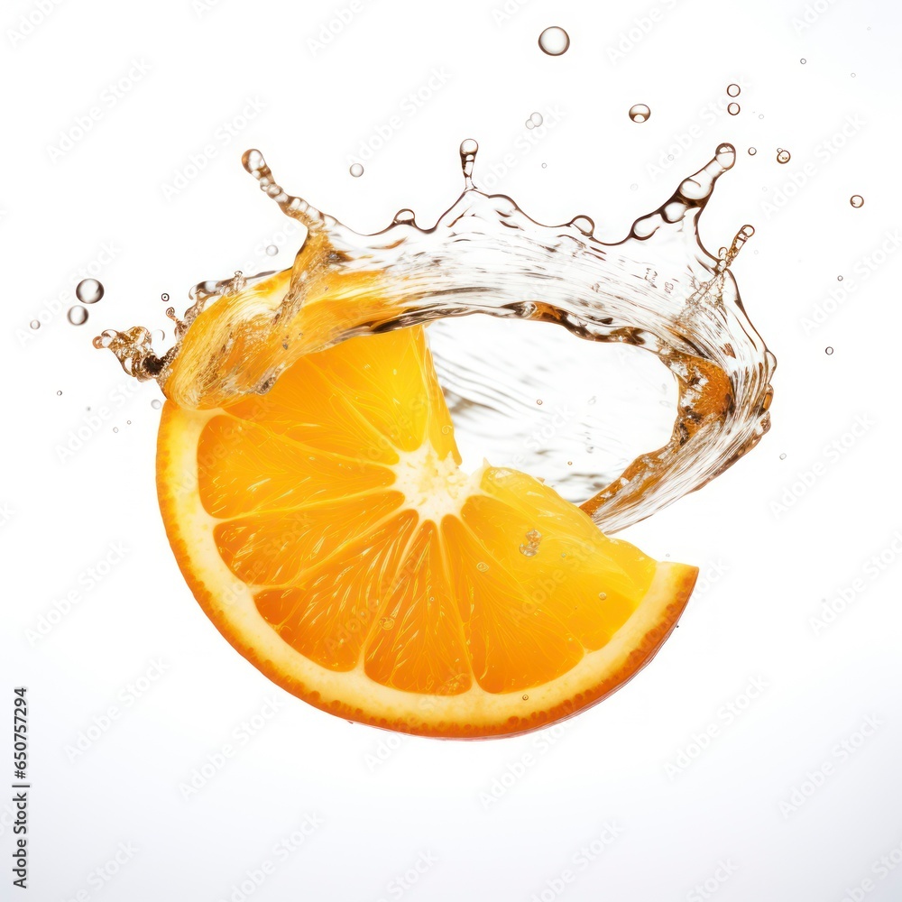 Floating orange isolated on a white background