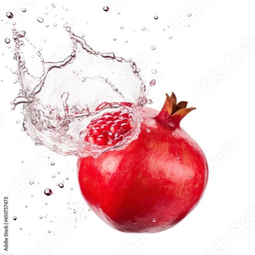 Floating pomegranate isolated on a white background