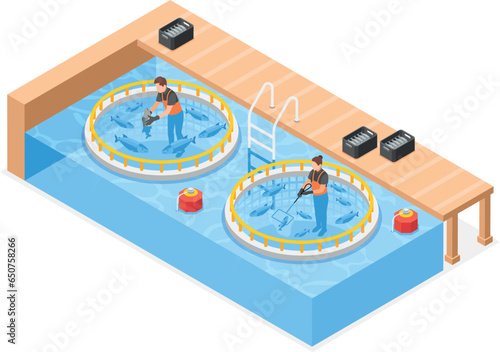 Farming Fish Isometric Composition