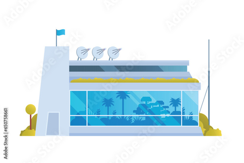 Agricultural research lab building illustration glass greenhouse. Vector illustration
