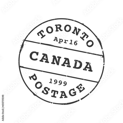 Toronto postage and postal stamp. Postcard Canada town ink stamp, letter Toronto city aged vector seal or postage parcel or departure country or Canadian region postmark vintage imprint