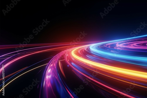 Abstract 3D power beams high speed light trails, futuristic motion blur