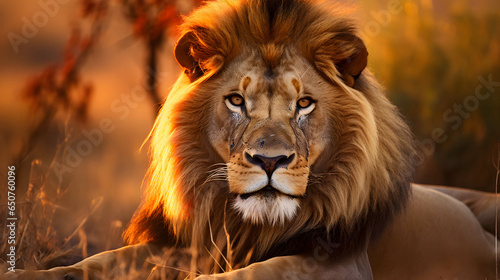 photography lighting Lion portrait on savanna safari landscape image © pics3